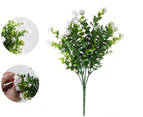 4 Bunches Small Purple Artificial Flowers Plastic Green Artificial Plants/Shrubs Eucalyptus Branch Artificial Greenery for Garden Office Home