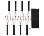 8Pcs 360 Degrees Rotation Colorful Non-slip Handle BBQ Forks Stainless Steel Telescoping Barbecue Forks Skewers Supplies Cookware Accessories  Black