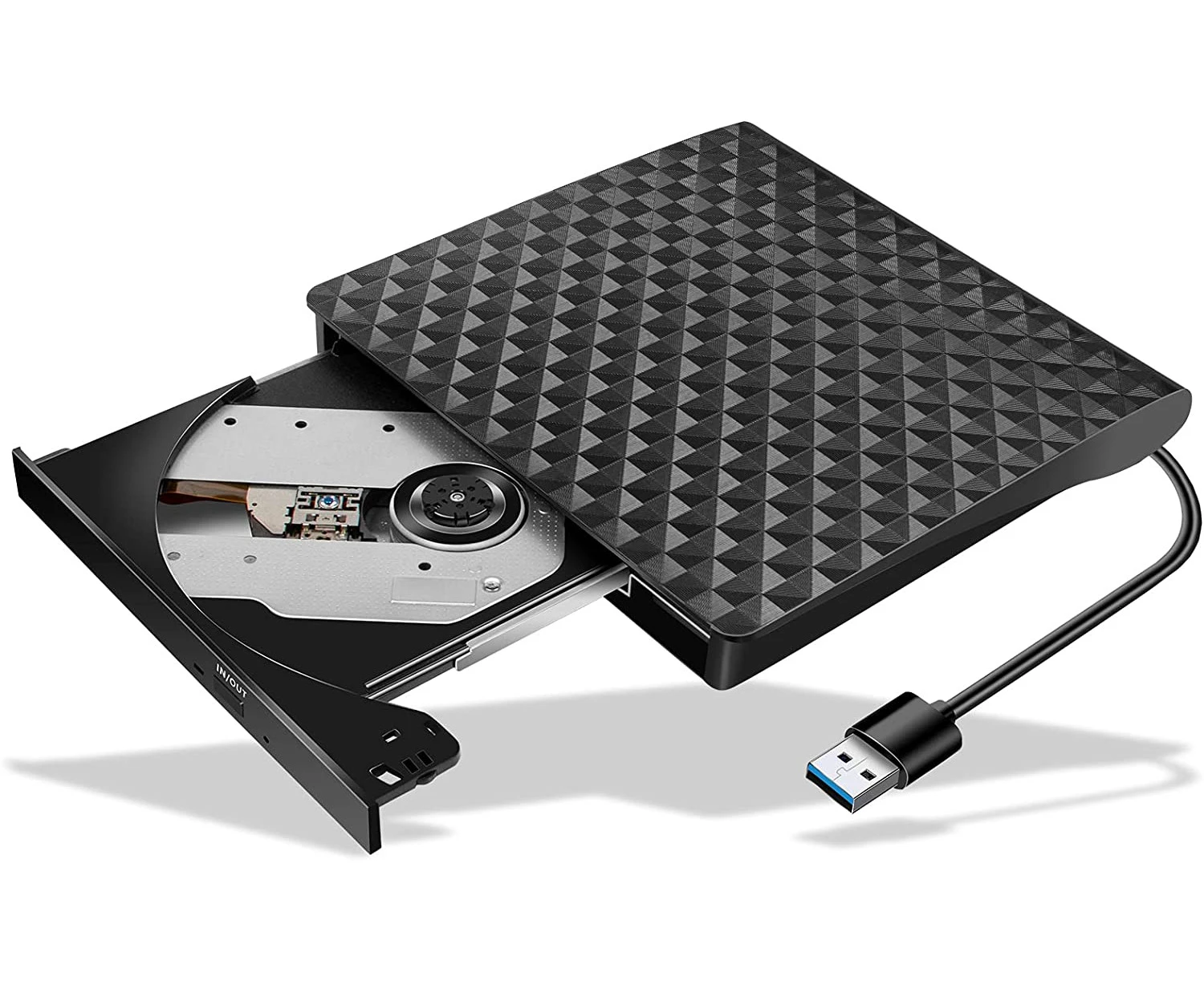 External DVD Drive, USB 3.0 CD/DVD +/DVD Player Portable, Disk CD ROM Burner Suitable for Laptop Desktop PC