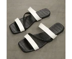 Biwiti Women's Flat Slippers Sandals Slip on Strappy Dressy Sandals Open Toe Slide Sandals-Black