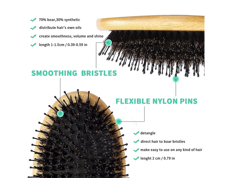 Boar Bristle Hair Brush Peine OAK Wood Comb for Women Hair Styling Scalp  Massage Hairbrush Salon De Beaute Barber Accessories - AliExpress