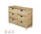 Home Master Natural Seagrass Wooden Storage Chest Stylish 4/6/8 Drawe AU STOCK - 6 Drawer