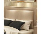 Nailhead Beige Fabric Tufted Bed Frame Queen/ King