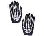 Wrist Length Skeleton Print Halloween Costume Gloves