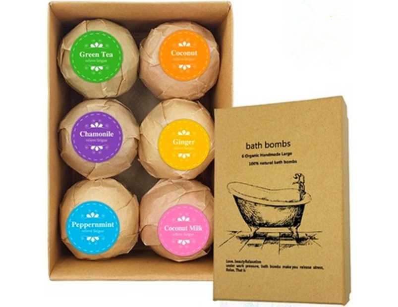 Gift Set - 6 Relaxing Scents, Bath Bombs for Women & Men, Natural Bath Bombs, Bath Bomb Sets
