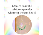 Suncatcher crystal, moon theme, gold chain design with water droplets, moon and stars