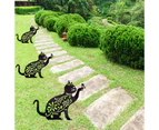 Cat Garden Metal Stakes - Black Cat Silhouette Stake for Yards, Gardens - Set of 2 Metal Animal Lawn Decorations- 9.8in*8.66 in