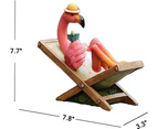 Pink Flamingo Garden Statue, Lying on Lounge Chair Flamingo Garden Yard Ornament Beach Tropical Sculpture Figurine, Outdoor Lawn Patio Decoration