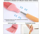 Silicon Basting Brush 2 Pack - Wooden handle High Temperature Resistance Silicone Grill Brush Soft Bristles (T01)