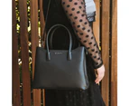 Frances Tote Bag Made With Vegan Leather - Black / Gunmetal