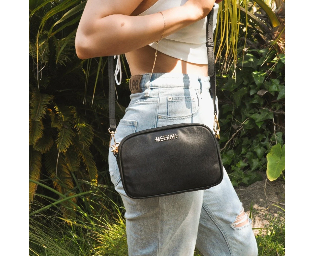 Jane Cross Body Bag Made With Vegan Leather - Black / Gold