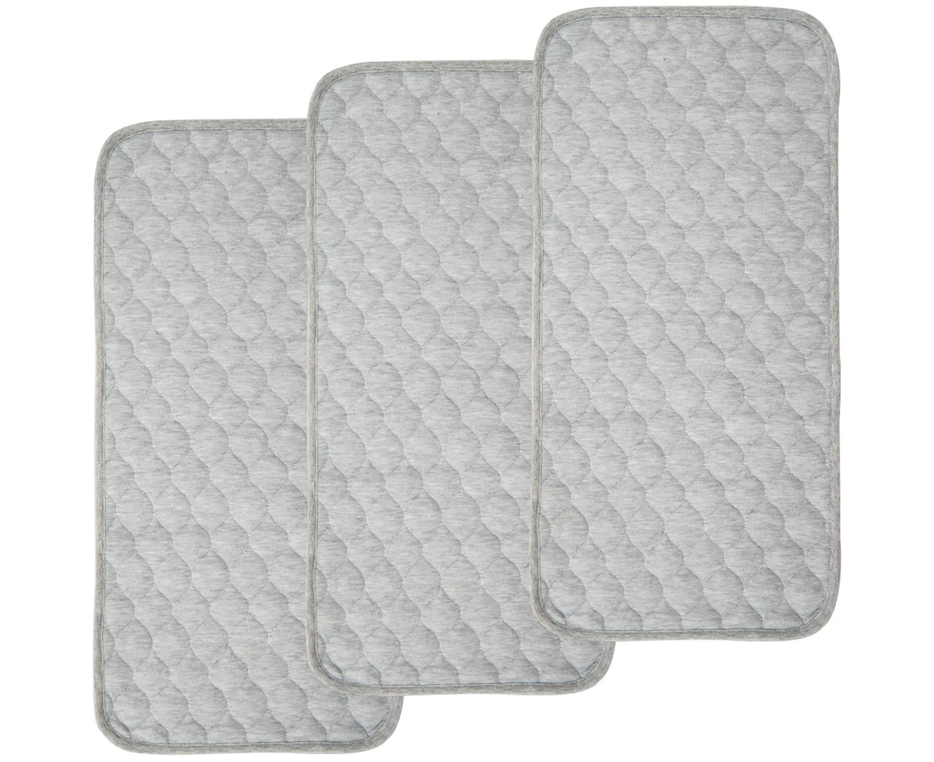 Bamboo Quilted Thicker Waterproof Changing Pad Liners, 3 Count (Gray)