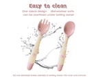 Baby Utensils Spoons Forks 2 Sets,Toddlers Feeding Training Spoon,Pink