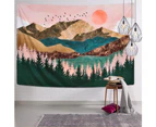 Tapestry Sunset Birds Boat Lake Tapestry Watercolor Nature Landscape Tapestries Wall Hanging for Room Printed Ukiyo-e Tapestry - Style 2