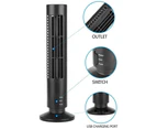 USB Rechargeable Mini Tower Fan, Portable Small Air Conditioner, Desk Fan for Travel Home Office Sport - Black