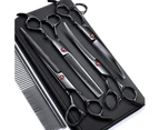 7.0in Stainless Steel 6 in 1 Professional Dog Grooming Scissors Kit, Heavy 4CR Titanium Coated Straight & Thinning & Curved Shears & Comb Set