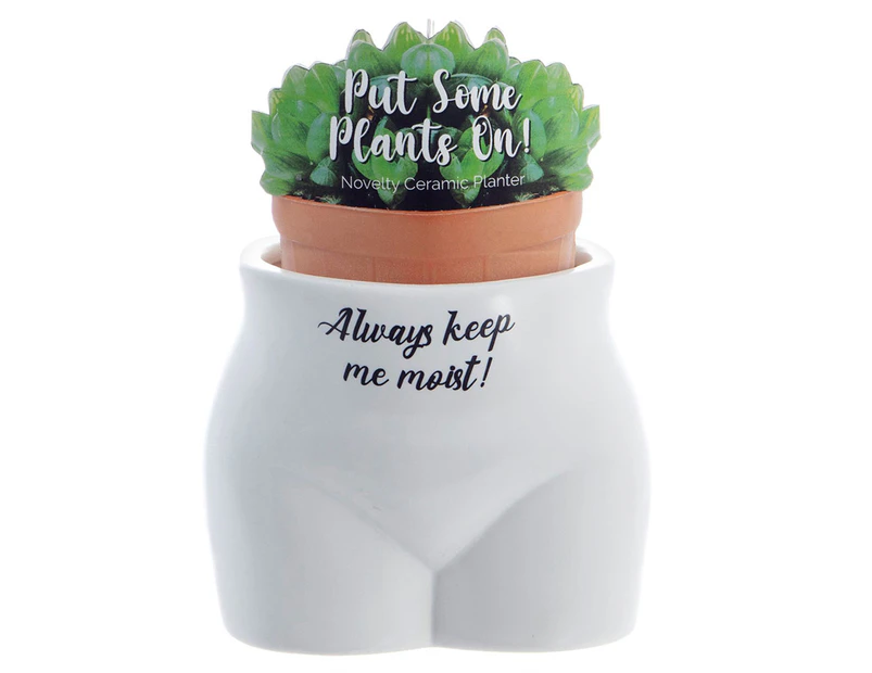 Put Some Plants On Always Keep Me Moist Novelty Ceramic Planter