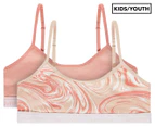 Calvin Klein Girls' Cotton Stretch Pullover Crop 2-Pack - Marble/Rose Dawn