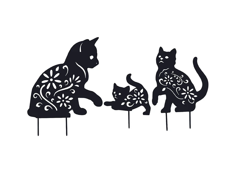 Garden Decor - 3pcs Decorative Garden Stakes Black Cat Silhouette Stake For Yard, Spring Decor Lawn Decorations