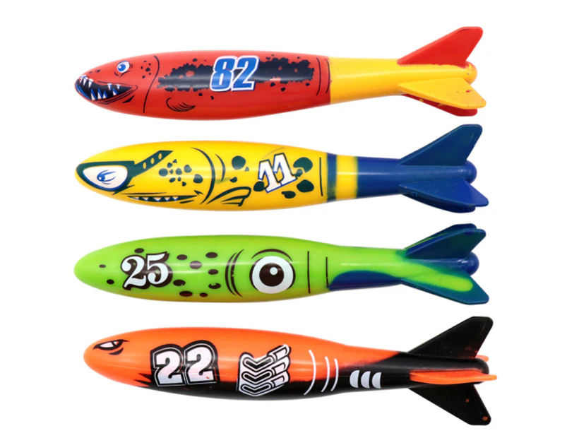 4 Pcs Underwater Diving Torpedo Bandits, Swimming Pool Toy, Fun Water Games Training Gift Set for Boys and Girls