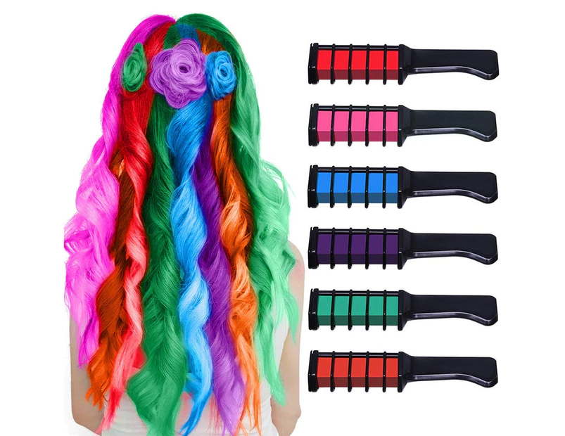 6 Colors Disposable Hair Chalk Comb Temporary Washable Hair Color Dye