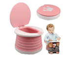 Children's Folding Toilet Portable Folding Toilet Seat Boys & Girls Foldable Potty Chair Seat Toddler Potty Training Seat - Pink