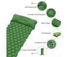 Ultralight Sleeping Pad with Built-in Pillow, Inflatable Camping Mattress for Backpacking, Traveling and Hiking, Compact and Portable Camp Mat - Green
