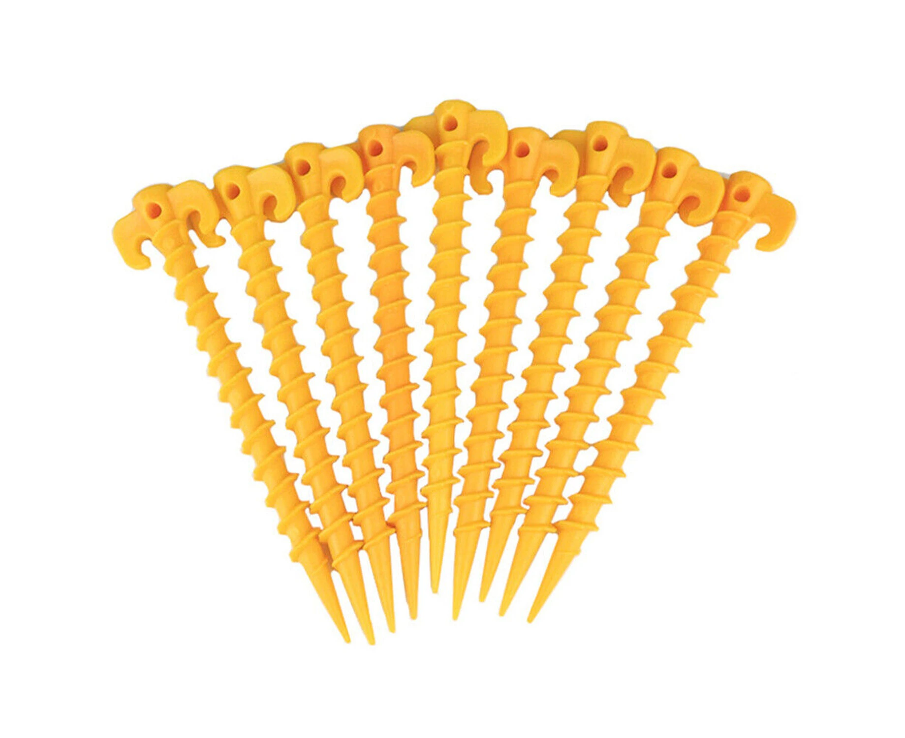 10x Screw Tent Pegs Ground Stakes Spiral Nails Plastic Tarp Outdoor Camping