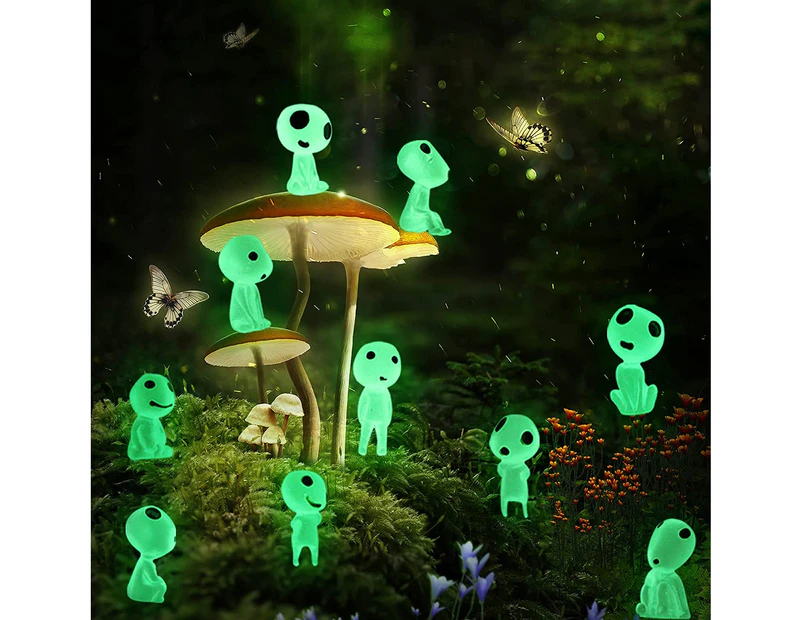 10PCS Luminous Ghost Tree Elves Miniature Garden Gnome Glow in Dark Resin Fairy Garden Accessories for Micro Landscape Outdoor