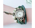 Women Watches 2022 Fashion Retro Leatherwinding Bracelet Silver Leaf Pendant Watch for Women Reloj Mujer Часы Женские Наручные