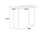 1x Rectangular High Bar Table 120x60CM Faux Marble Bulgari Grey with Black Metal legs For For Stool Kitchen Pub Bistro