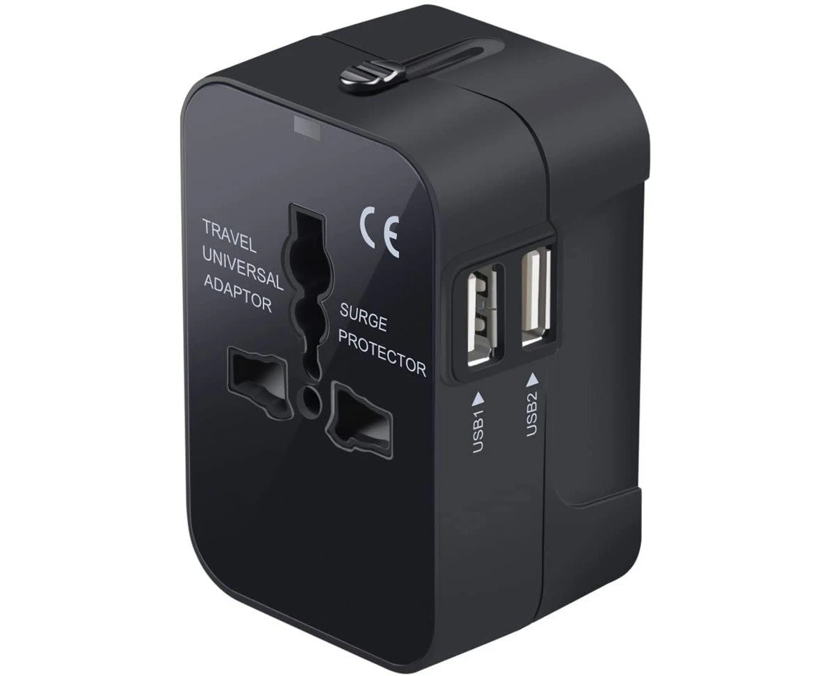 All-in-one Global Travel Adapter Wall Charger with Dual USB Charging Ports Internationally Available