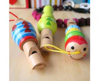 Cartoon Animal Wooden Whistle Hanging Music Instrument Kids Developmental Toy-Random Style
