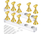 2 Set Acrylic Nail Art Practice Stands Magnetic Nail Tips Holders Training Fingernail Display Stands DIY Nail Cr - Gold