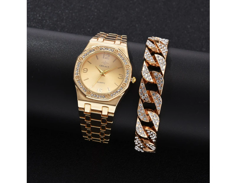 New Big Dial Gold Luxury Rhinestone Watches Women Crystal Quartz Bracelet Watches Ladies Dress New Wristwatch Clock Relogios