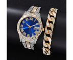 New Relogio Masculino Men's Watches Bracelet Set Luxury Quartz Watches Stainless Steel Diamond Fashion Luxury Clock Gift For Men