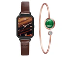 New Watch Women Fashion Casual Leather Belt Watches Simple Ladies Rectangle Green Quartz Clock Dress Wristwatches Reloj Mujer