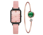 New Watch Women Fashion Casual Leather Belt Watches Simple Ladies Rectangle Green Quartz Clock Dress Wristwatches Reloj Mujer