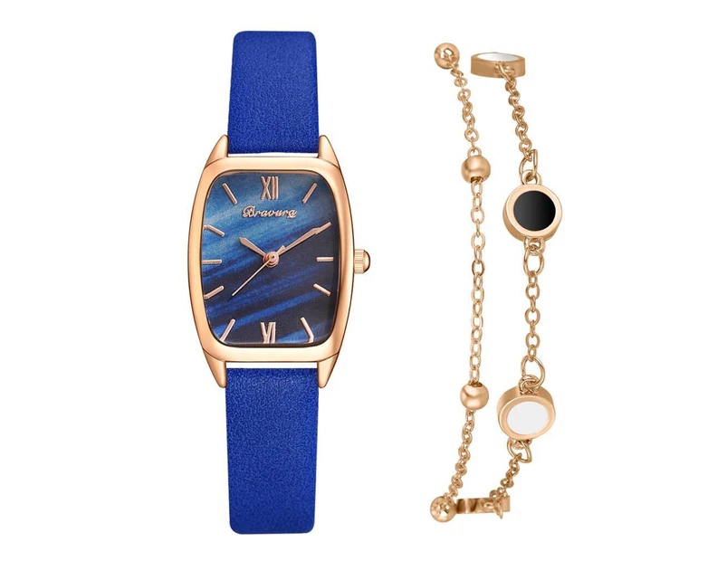 Women Watches Fashion Leather Strap Ladies Quartz Watch Bracelet Set Green Dial Simple Luxury Watches Women Clock relogio Mujer