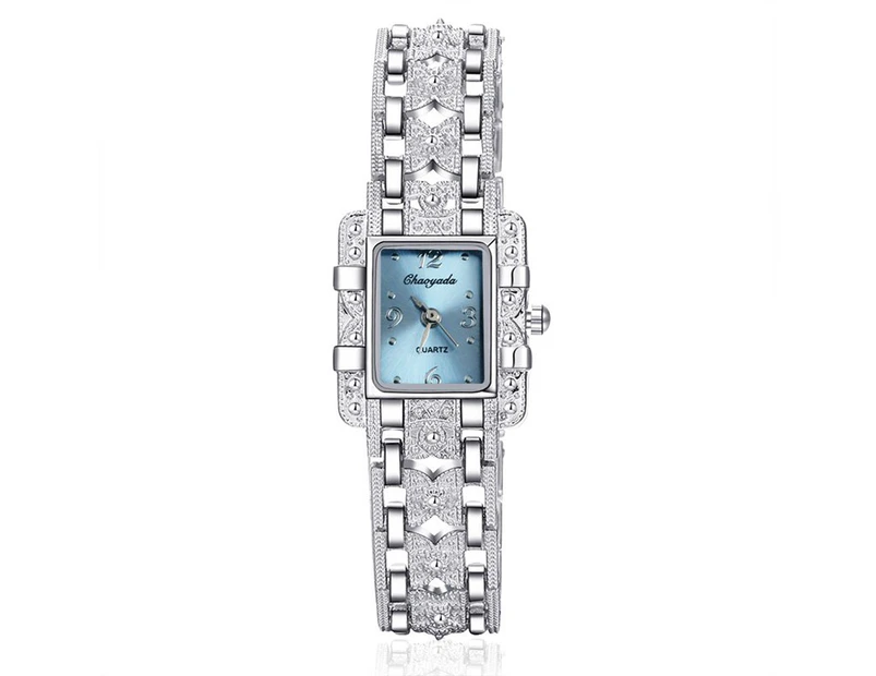 Women Watch Rectangle Dial Silver Stainless Steel Crystal Watches Fashion Quartz For Women ladies major relojes Hot Sale Relojes