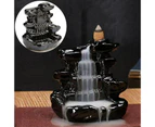 Black Waterfall Mountain Backflow Ceramic Smoke Incense Burner Censer Holder 210 Cones