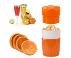 Citrus Juicer Lemon Squeezer, Manual Hand Juicer with Strainer and Container, for Lemon,Orange,Lime,Citrus(Orange Color)