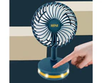 1 Set 500mAh USB Rechargeable 3 Speeds Desk Fan Non-slip Stable Base Easy to Carry Fast Cooling Ultra Quiet Mini Fan for Office - Blue