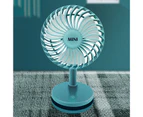 1 Set 500mAh USB Rechargeable 3 Speeds Desk Fan Non-slip Stable Base Easy to Carry Fast Cooling Ultra Quiet Mini Fan for Office - Cyan