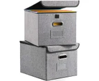 File Organizer  Office Document Storage Pack Of 2 Collapsible Linen Filing Cabinets With Lid,Size Legal Folder, Gray