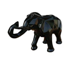 Abstract Elephant Figurines Casting Geometric Eye-catching Elephant Resin Statue for Desktop Black