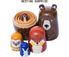 Russian Nesting Dolls for Kids, 5 Piece Cute Cartoon Animal Pattern, Great Toy Gift for Girls Boys' Birthday or Home Decoration