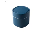 Mini Desktop Waste Bin Household Dresser Table Wastepaper Trash Can with Lid-Blue1