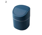 Mini Desktop Waste Bin Household Dresser Table Wastepaper Trash Can with Lid-Blue 2