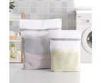 Laundry Bag Clothes Bra Underwear Thicken Fine Mesh Net Washing Zipper Pouch-White